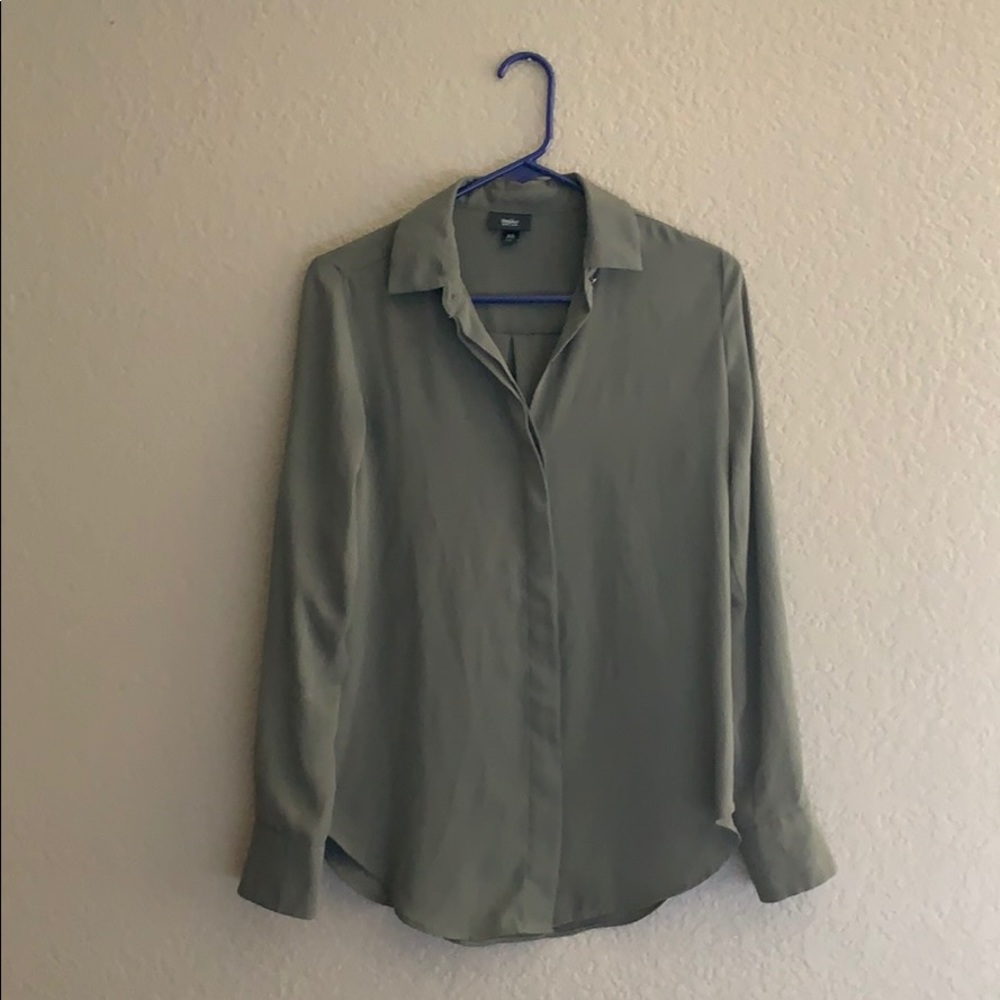 Olive Green Collared Long Sleeve